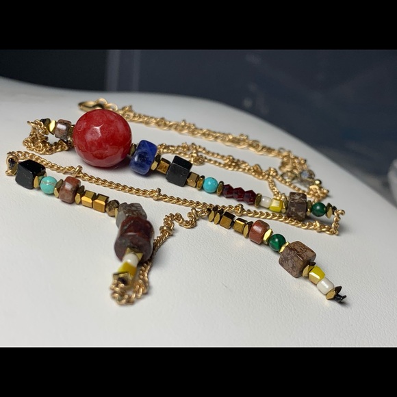 Glass Crystal Goldtone Y Necklace - Picture 3 of 7